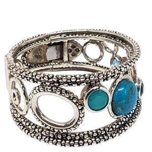 Michael Dawkins Sterling Silver Multi Stone Hinged Cuff Bracelet #23339